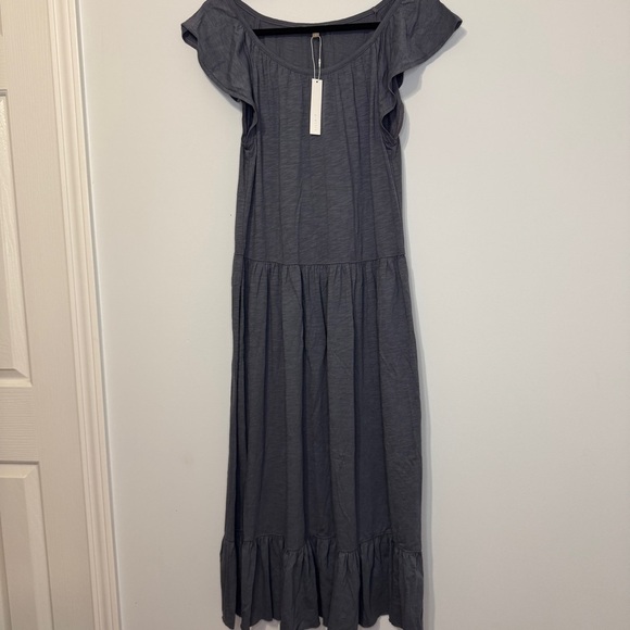 Lilla P Gray Flutter Sleeve Tiered Maxi Dress Small | NWT | Runs Big - Picture 1 of 7